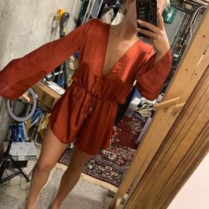 Rust silk romper